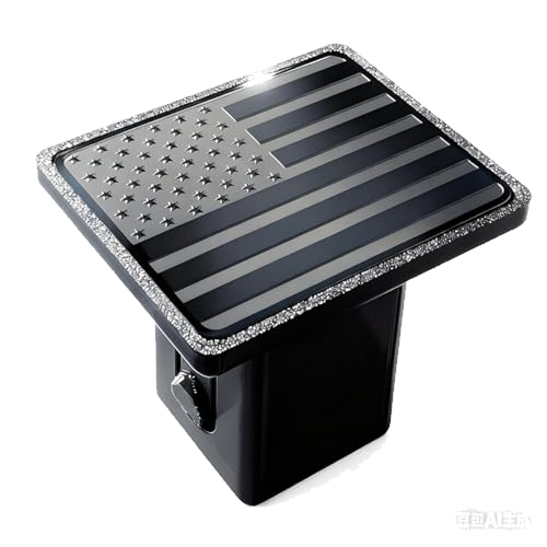 2 Inch American Flag Trailer Hitch Cover Tube Plug Insert (Black Plastic